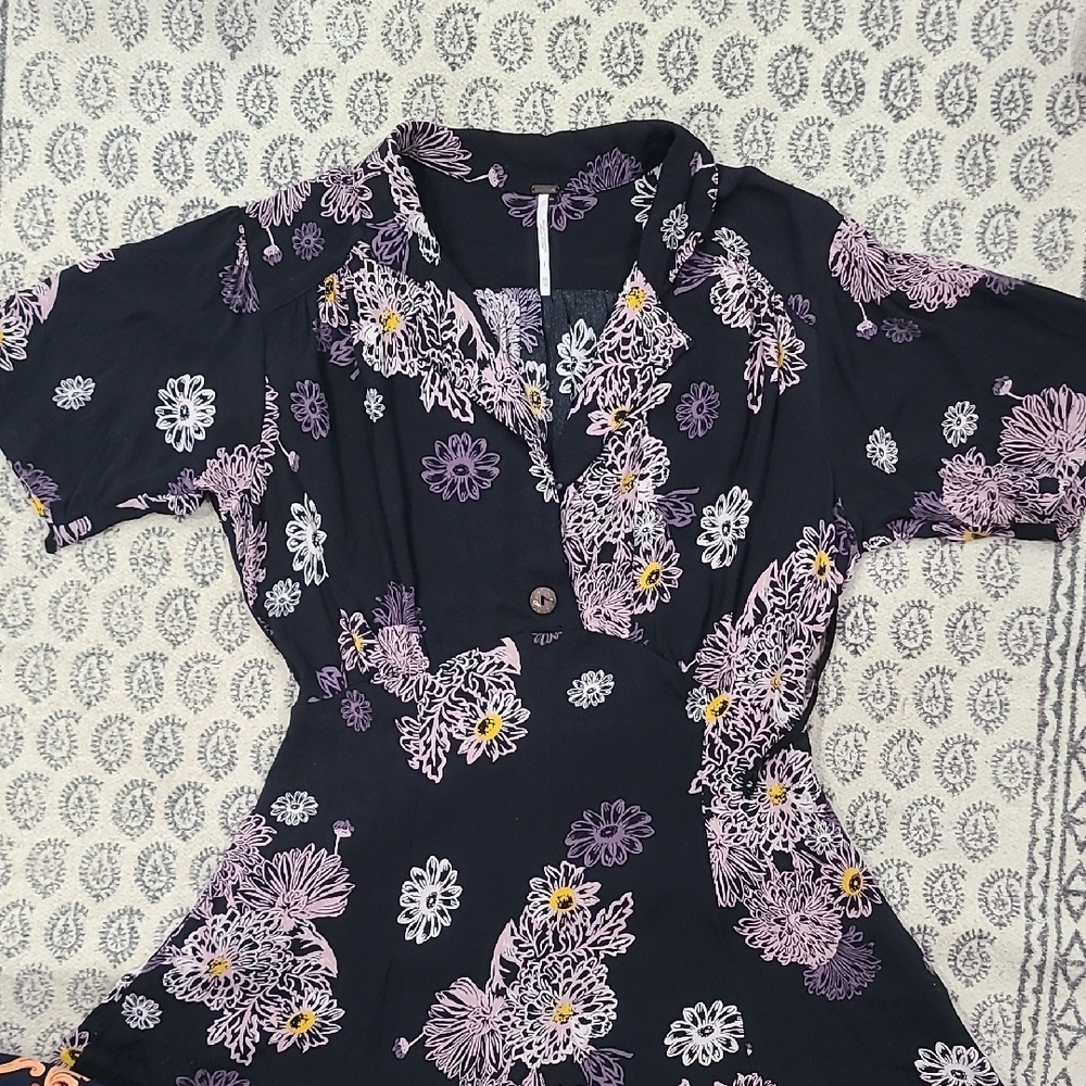 Free People Black and Purple Floral Mini Dress - Picture 6 of 15